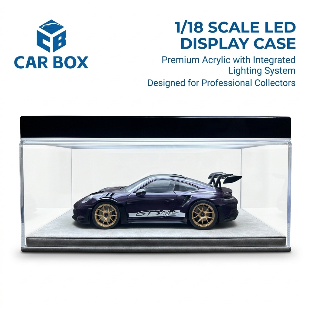 1:18 Universal LED Car Model Display Case with Leather Base