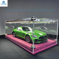 1:18 Scale Universal Car Model Display Case, Remote Control LED Lighting & Premium Leather Base