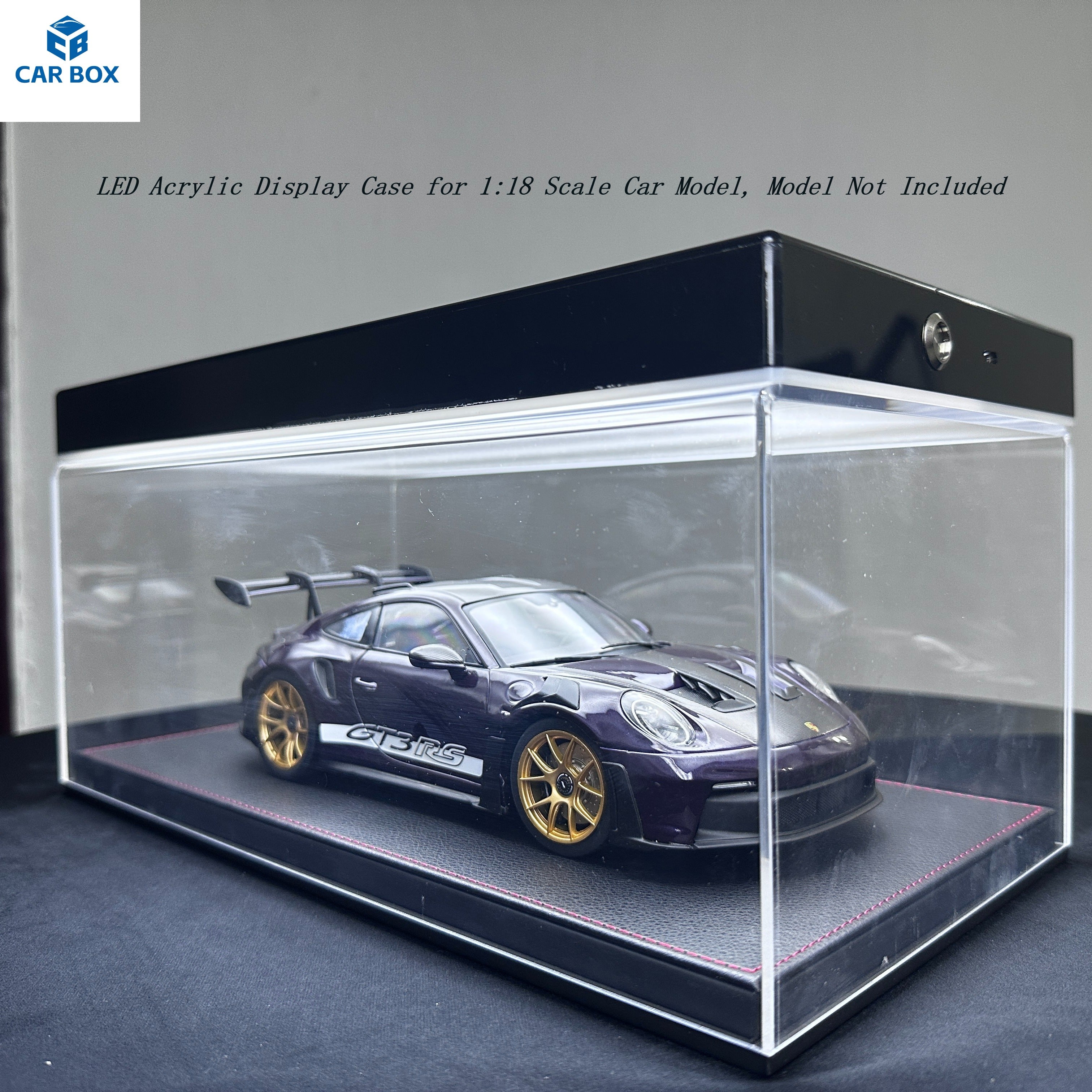 1:18 Universal LED Car Model Display Case with Leather Base