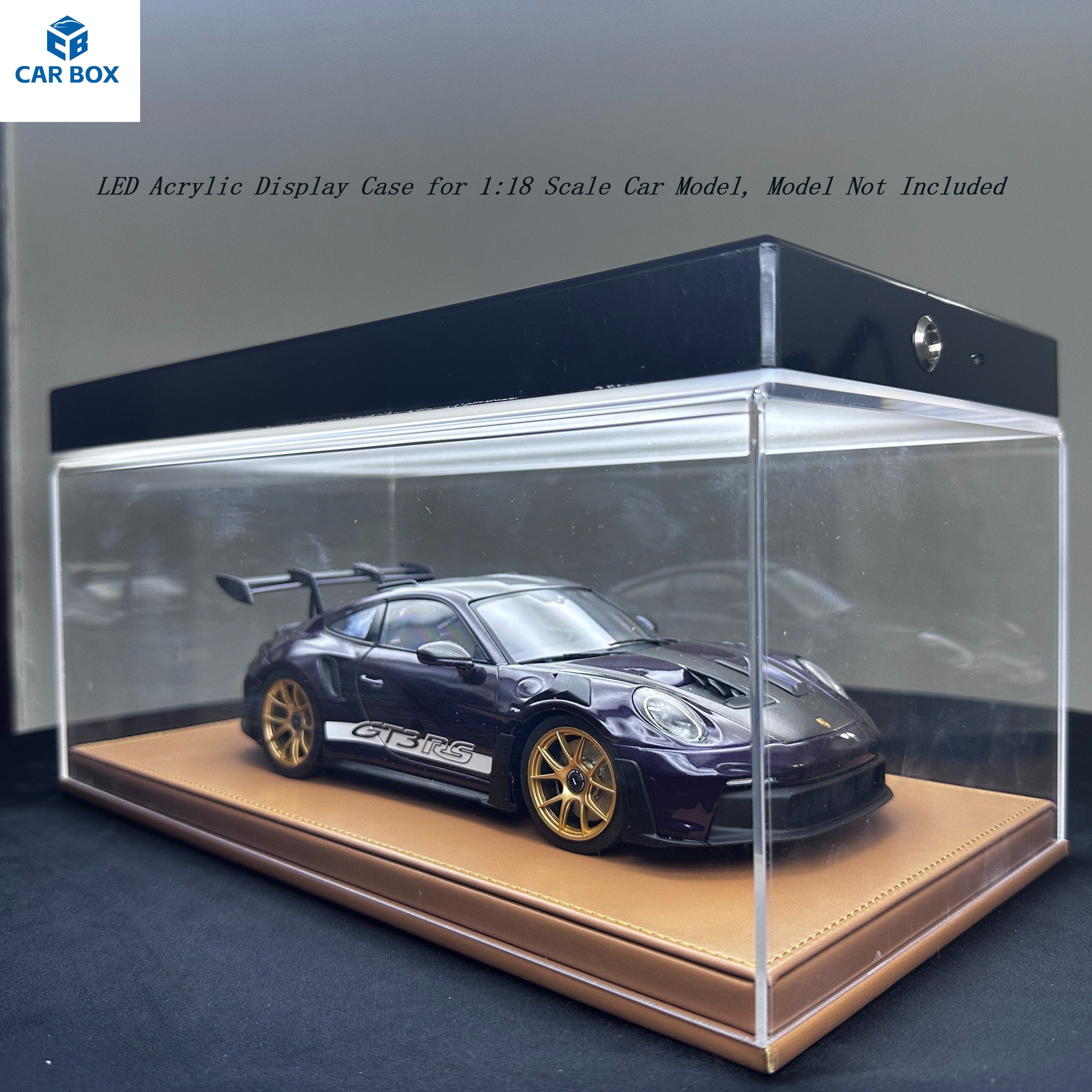 1:18 Universal LED Car Model Display Case with Leather Base