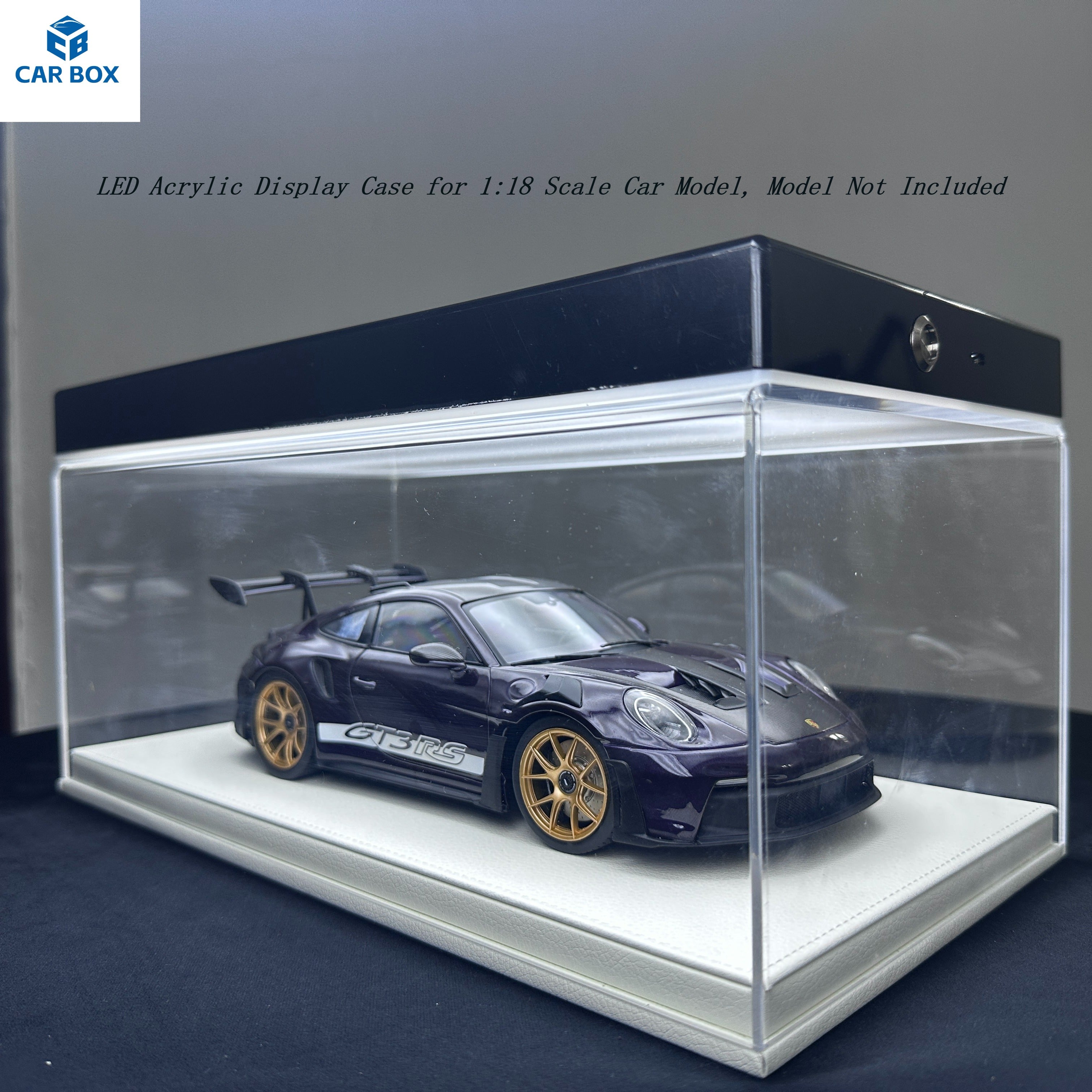1:18 Universal LED Car Model Display Case with Leather Base