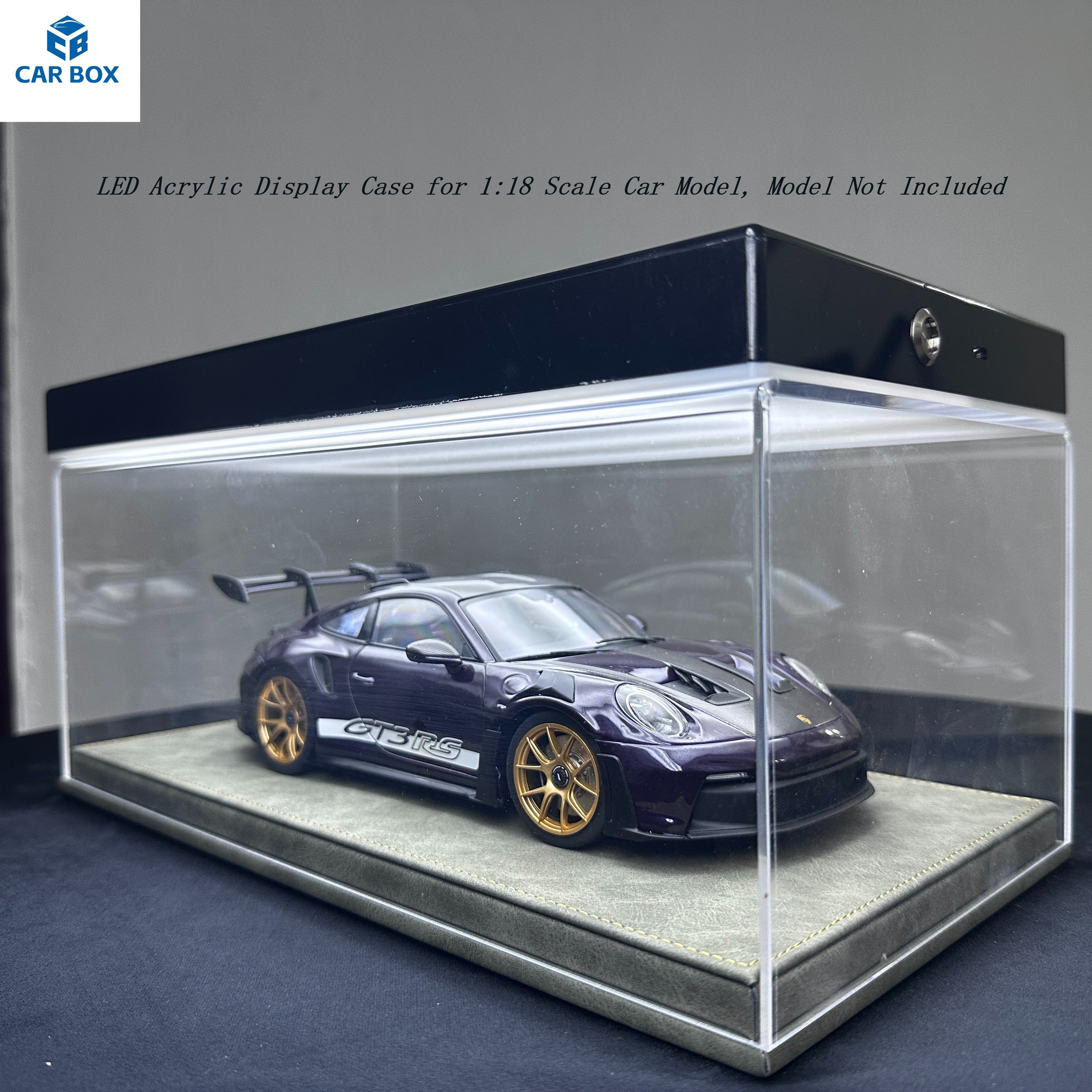 1:18 Universal LED Car Model Display Case with Leather Base