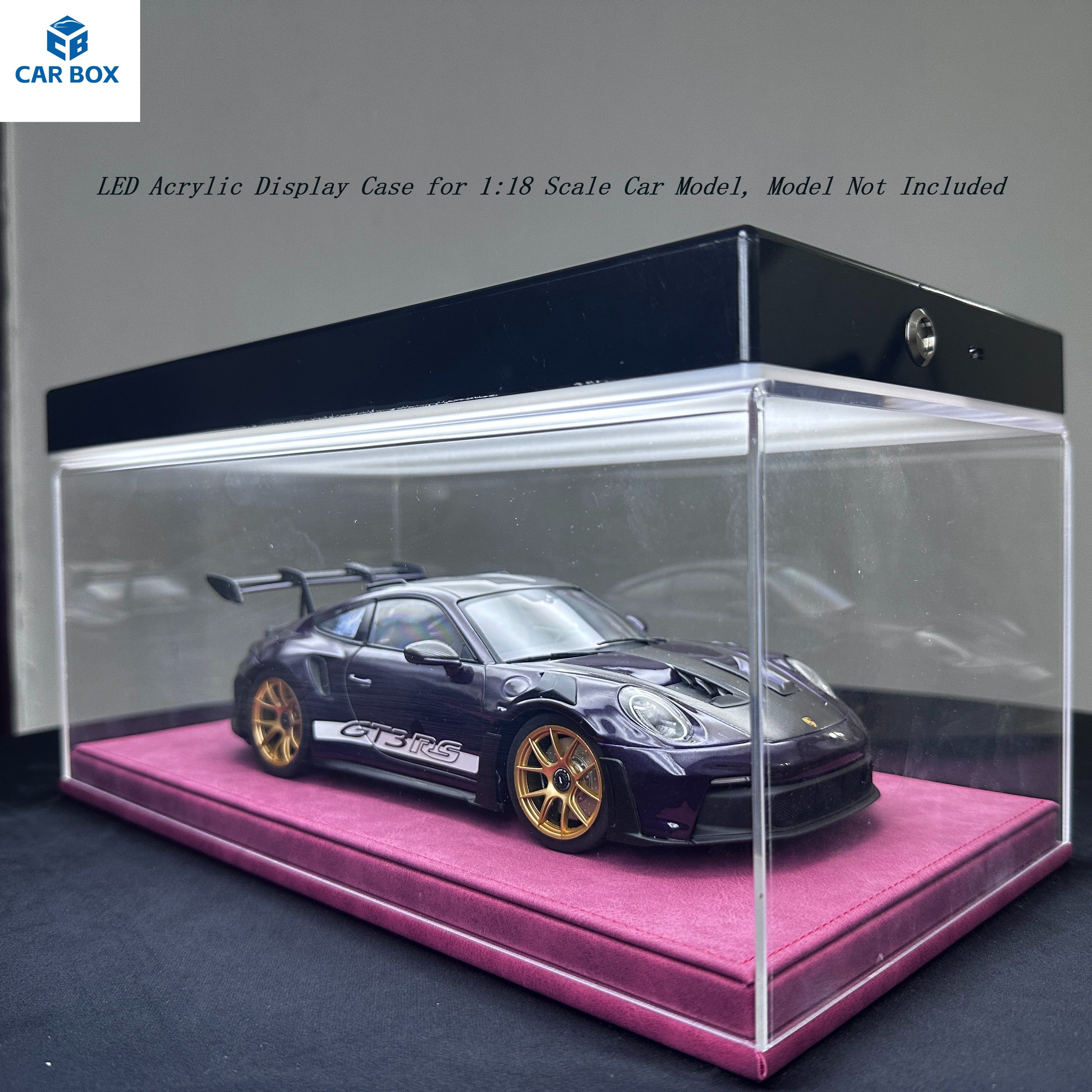 1:18 Universal LED Car Model Display Case with Leather Base