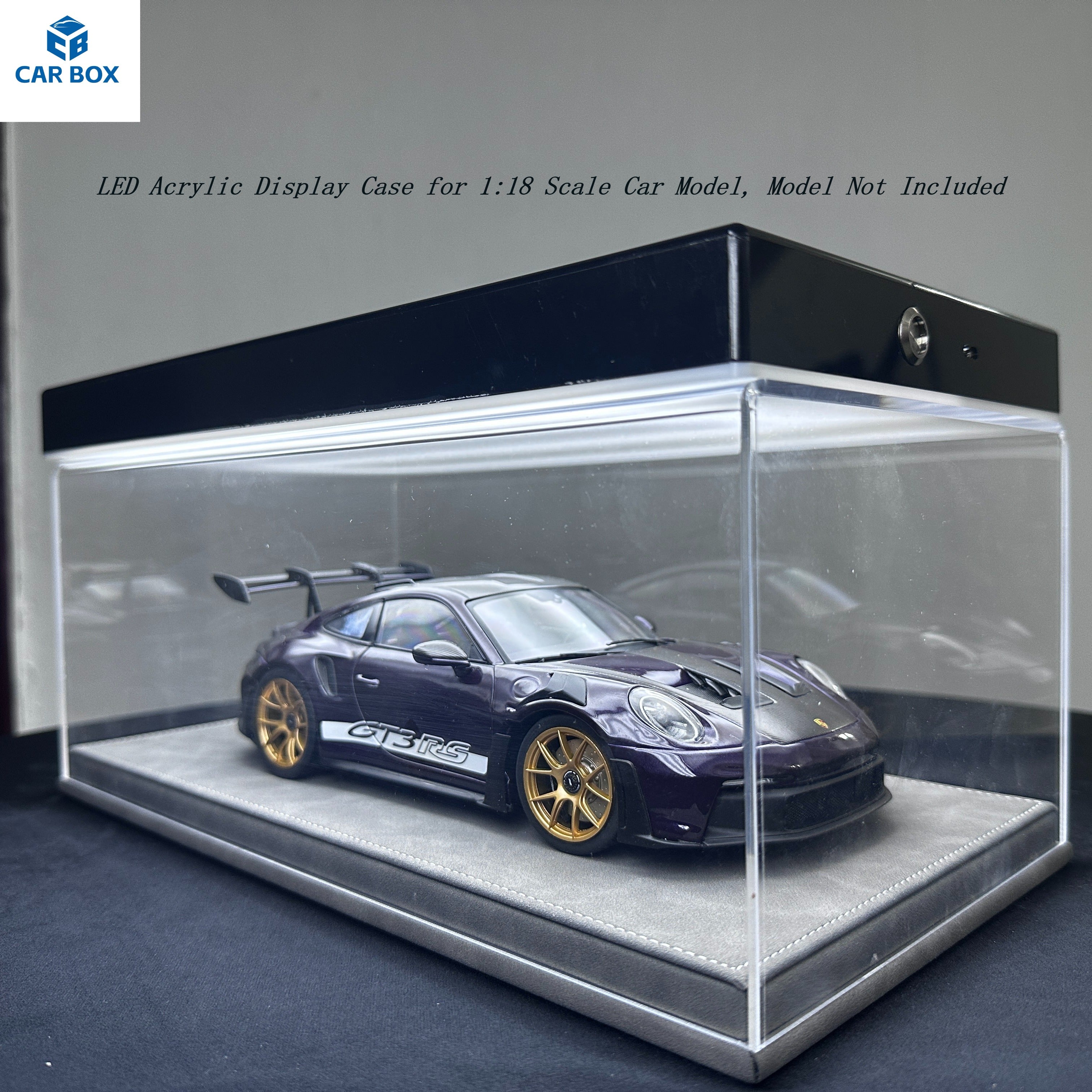 1:18 Universal LED Car Model Display Case with Leather Base