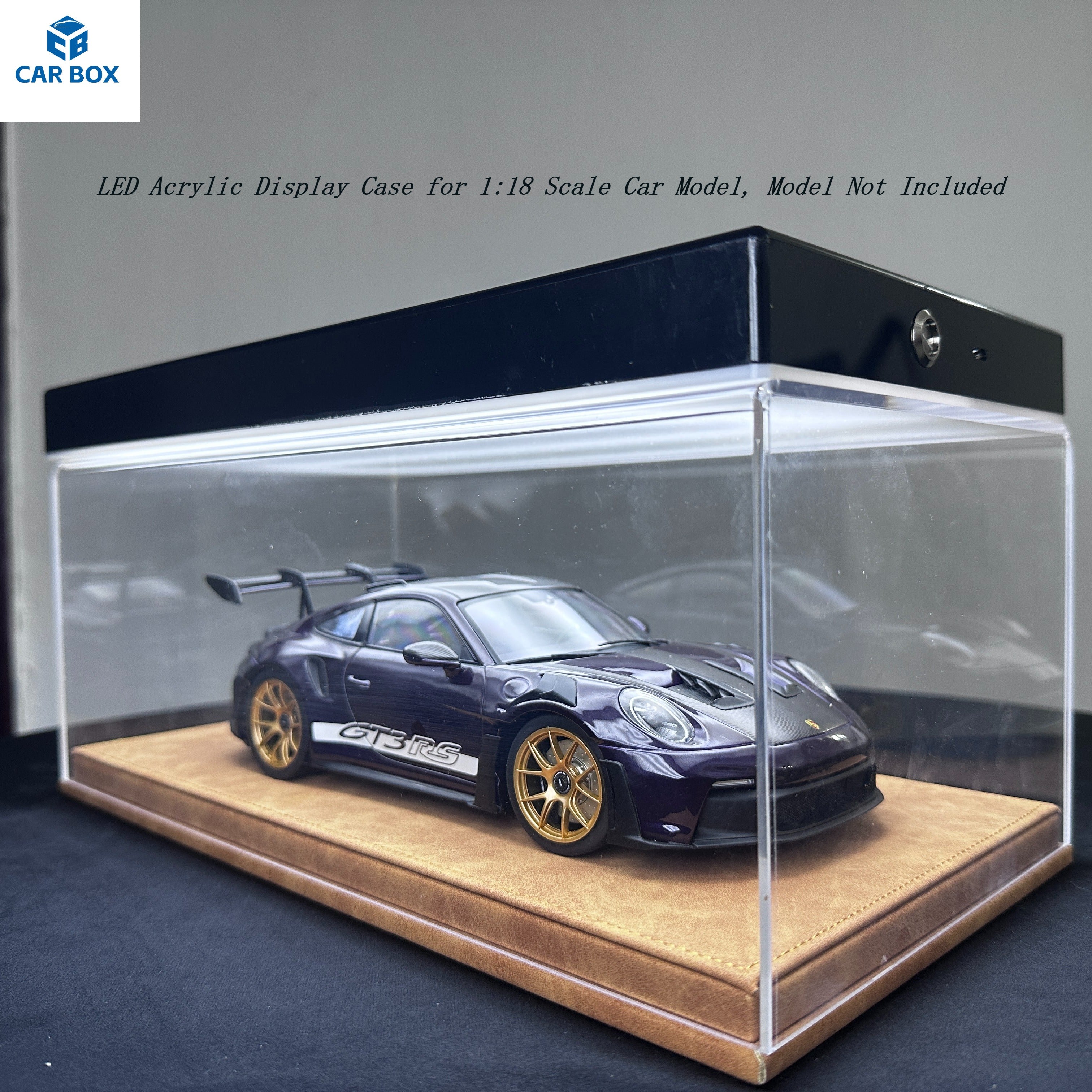1:18 Universal LED Car Model Display Case with Leather Base