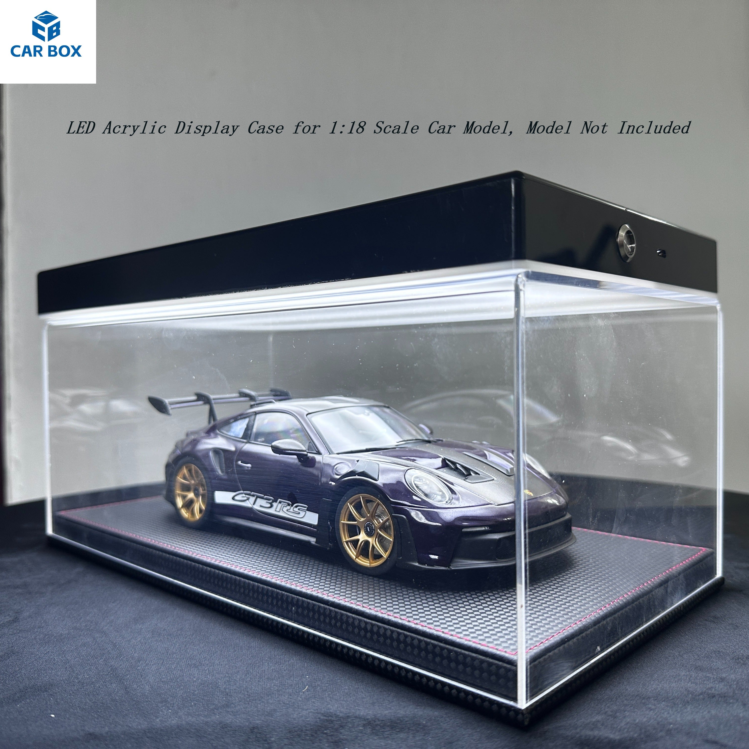1:18 Universal LED Car Model Display Case with Leather Base